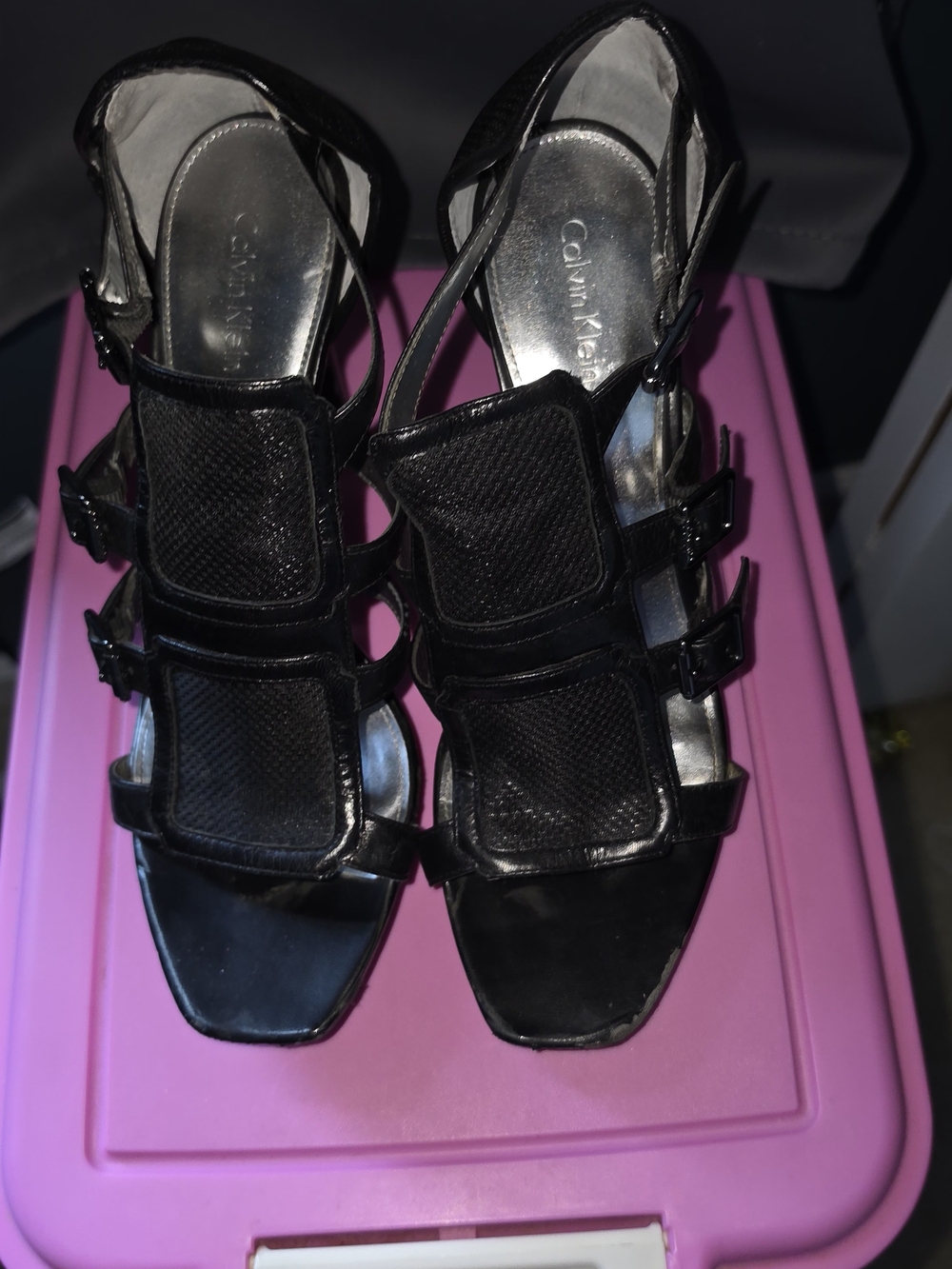 Calvin Klein Black Strappy Open-Toe Heels